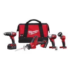 Budget 🥰 Power Tool Combo Kits Milwaukee M18 18-Volt Lithium-Ion Cordless Combo Tool Kit (4-Tool) W/(2) 3.0Ah Batteries, (1) Charger, (1) Tool Bag ❤️