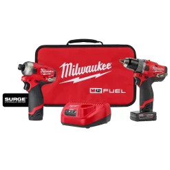 Best deal ❤️ Power Tool Combo Kits Milwaukee M12 FUEL 12-Volt Lithium-Ion Brushless Cordless Surge Impact And Drill Combo Kit (2-Tool) With 2 Batteries And Bag 😉