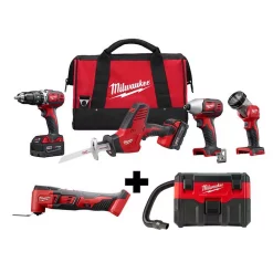 New 🥰 Power Tool Combo Kits Milwaukee M18 18-Volt Lithium-Ion Cordless Combo Tool Kit (4-Tool) W/ Oscillating Multi-Tool And Wet/Dry Vacuum 🎁