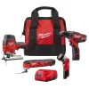 Cheap 🥰 Power Tool Combo Kits Milwaukee M12 12-Volt Lithium-Ion Cordless Combo Tool Kit (4-Tool) With Two 1.5 Ah Batteries, 1 Charger, 1 Tool Bag 😍