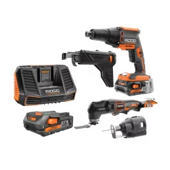 Hot Sale ๐ Power Tool Combo Kits RIDGID 18-Volt Lithium-Ion Cordless Brushless Drywall Screwdriver With JobMax Multi-Tool, (2) 2.0 Ah Batteries, And Charger ๐