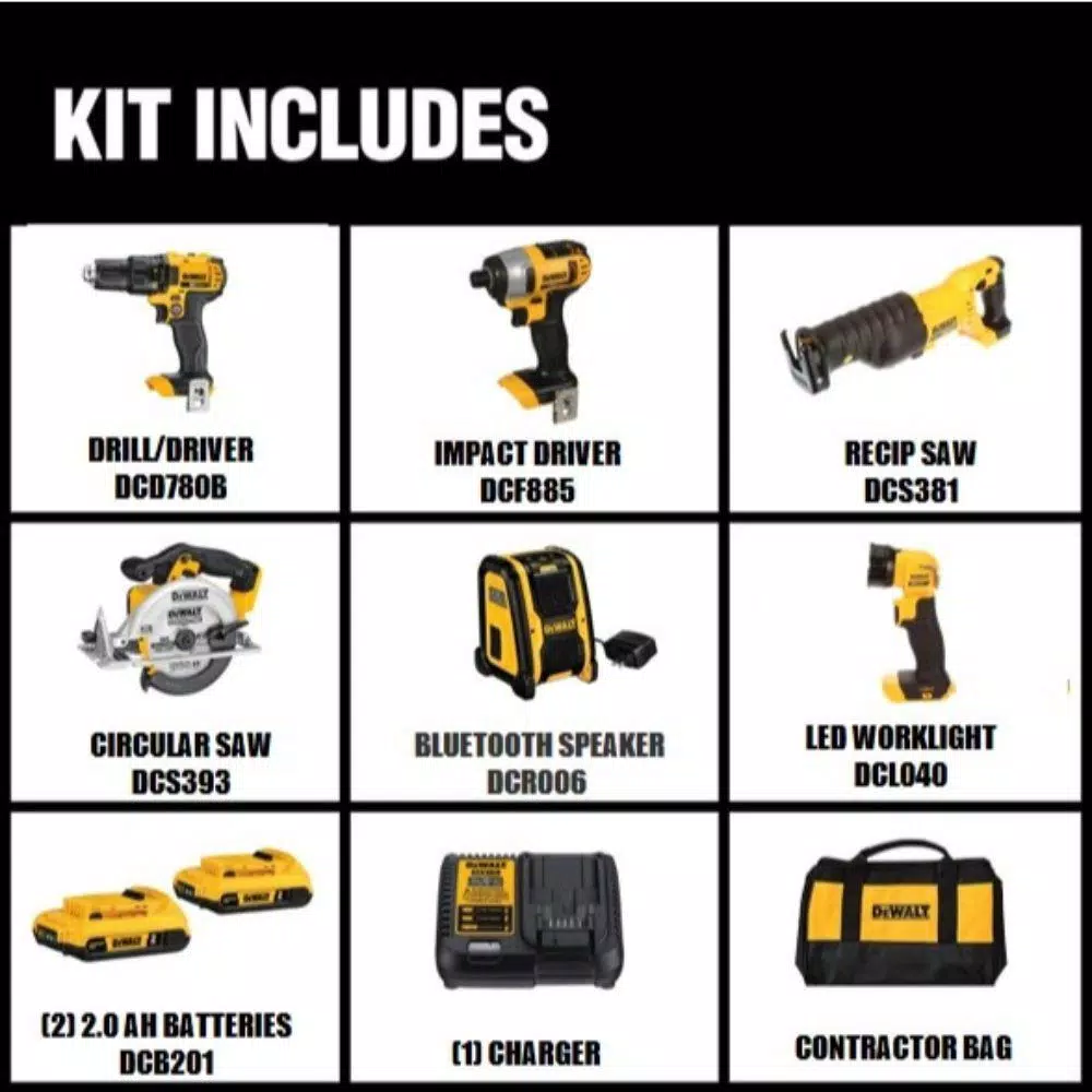 Best Pirce โ๏ธ Power Tool Combo Kits DEWALT 20-Volt MAX Cordless Combo Kit (6-Tool) With (2) 20-Volt 2.0Ah Batteries & Charger ๐ 4 Best Pirce โ๏ธ Power Tool Combo Kits DEWALT 20-Volt MAX Cordless Combo Kit (6-Tool) With (2) 20-Volt 2.0Ah Batteries & Charger ๐ - Image 2