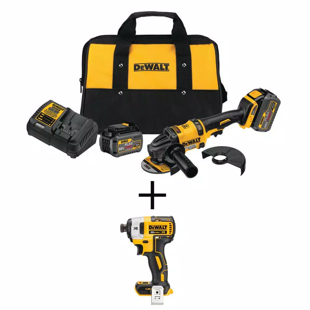 New โ๏ธ Power Tool Combo Kits DEWALT FLEXVOLT 60-Volt MAX Cordless Brushless 4-1/2 In. Angle Grinder, (2) FLEXVOLT 6.0Ah Batteries & 1/4 In. Impact Driver ๐ 3 New โ๏ธ Power Tool Combo Kits DEWALT FLEXVOLT 60-Volt MAX Cordless Brushless 4-1/2 In. Angle Grinder, (2) FLEXVOLT 6.0Ah Batteries & 1/4 In. Impact Driver ๐