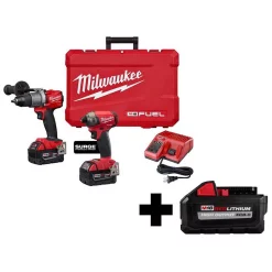 Hot Sale ๐งจ Power Tool Combo Kits Milwaukee M18 FUEL 18-Volt Lithium-Ion Brushless Cordless Surge Impact/Hammer Drill Combo Kit With HIGH OUTPUT 8.0Ah Battery ๐