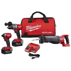 Deals ๐ฅฐ Power Tool Combo Kits Milwaukee M18 FUEL 18-Volt Lithium-Ion Brushless Cordless Combo Kit (3-Tool) W/(2) 5Ah Batteries, Charger And Tool Bag โจ
