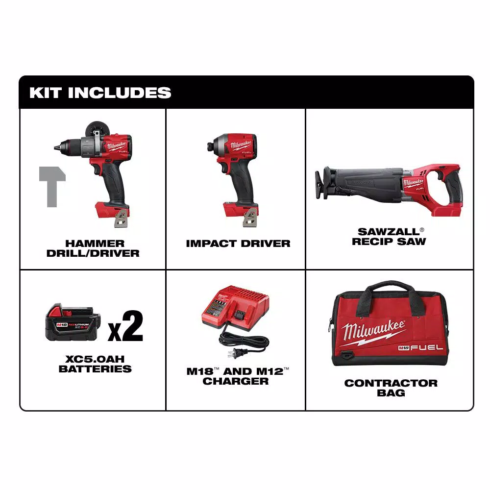 Deals ๐ฅฐ Power Tool Combo Kits Milwaukee M18 FUEL 18-Volt Lithium-Ion Brushless Cordless Combo Kit (3-Tool) W/(2) 5Ah Batteries, Charger And Tool Bag โจ 4 Deals ๐ฅฐ Power Tool Combo Kits Milwaukee M18 FUEL 18-Volt Lithium-Ion Brushless Cordless Combo Kit (3-Tool) W/(2) 5Ah Batteries, Charger And Tool Bag โจ - Image 2