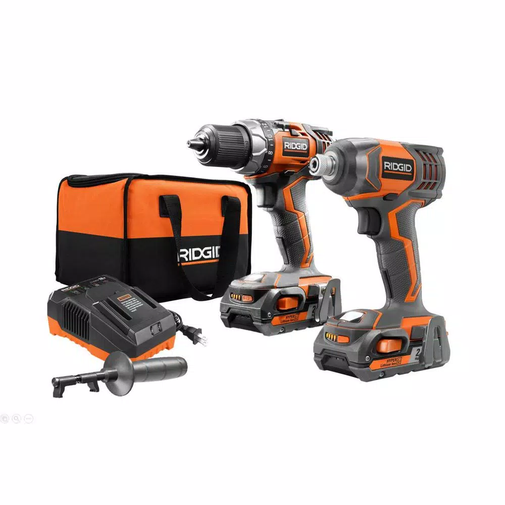 New ๐ Power Tool Combo Kits RIDGID 18-Volt Lithium-Ion Cordless Drill/Driver And Impact Driver 2-Tool Combo Kit With (2) 2.0 Ah Batteries, Charger, And Bag ๐ 3 New ๐ Power Tool Combo Kits RIDGID 18-Volt Lithium-Ion Cordless Drill/Driver And Impact Driver 2-Tool Combo Kit With (2) 2.0 Ah Batteries, Charger, And Bag ๐