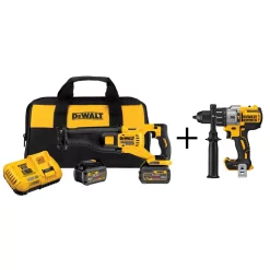 Hot Sale ๐ Power Tool Combo Kits DEWALT FLEXVOLT 60-Volt MAX Cordless Brushless Reciprocating Saw With (2) FLEXVOLT 6.0Ah Batteries & ๐จ Hammer Drill/Driver ๐ฅฐ