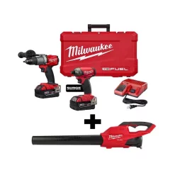 Discount ✨ Power Tool Combo Kits Milwaukee M18 FUEL 18-Volt Lithium-Ion Brushless Cordless Surge Impact/Hammer Drill Combo Kit With M18 FUEL Handheld Blower 😍