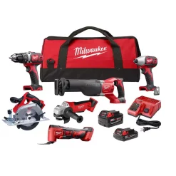 New 🎁 Power Tool Combo Kits Milwaukee M18 18-Volt Lithium-Ion Cordless Combo Kit (6-Tool) With Two Batteries, Charger And Tool Bag 🤩
