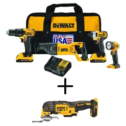 Best deal ✨ Power Tool Combo Kits DEWALT 20-Volt MAX Cordless Combo Kit (4-Tool) With (2) 20-Volt 2.0Ah Batteries & Brushless Oscillating Tool ✨