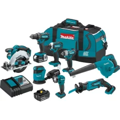 New 😀 Power Tool Combo Kits Makita 18-Volt LXT Lithium-Ion 8-Piece Kit Drill/ Impact Drvr/ Circ Saw/ Recip Saw/ Sander/ Impact 🔧 Wrench/ Blower/ Light 3. 0Ah 🤩