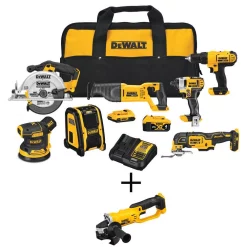 Flash Sale โค๏ธ Power Tool Combo Kits DEWALT 20-Volt MAX Cordless Combo Kit (7-Tool) With (1) 20-Volt 4.0Ah Battery, (1) 20-Volt 2.0Ah Battery & 4-1/2 In. Grinder ๐