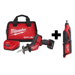 Best Pirce 🤩 Power Tool Combo Kits Milwaukee M12 FUEL 12-Volt Lithium-Ion Brushless Cordless HACKZALL Reciprocating Saw Kit With M12 Rotary Tool 😉