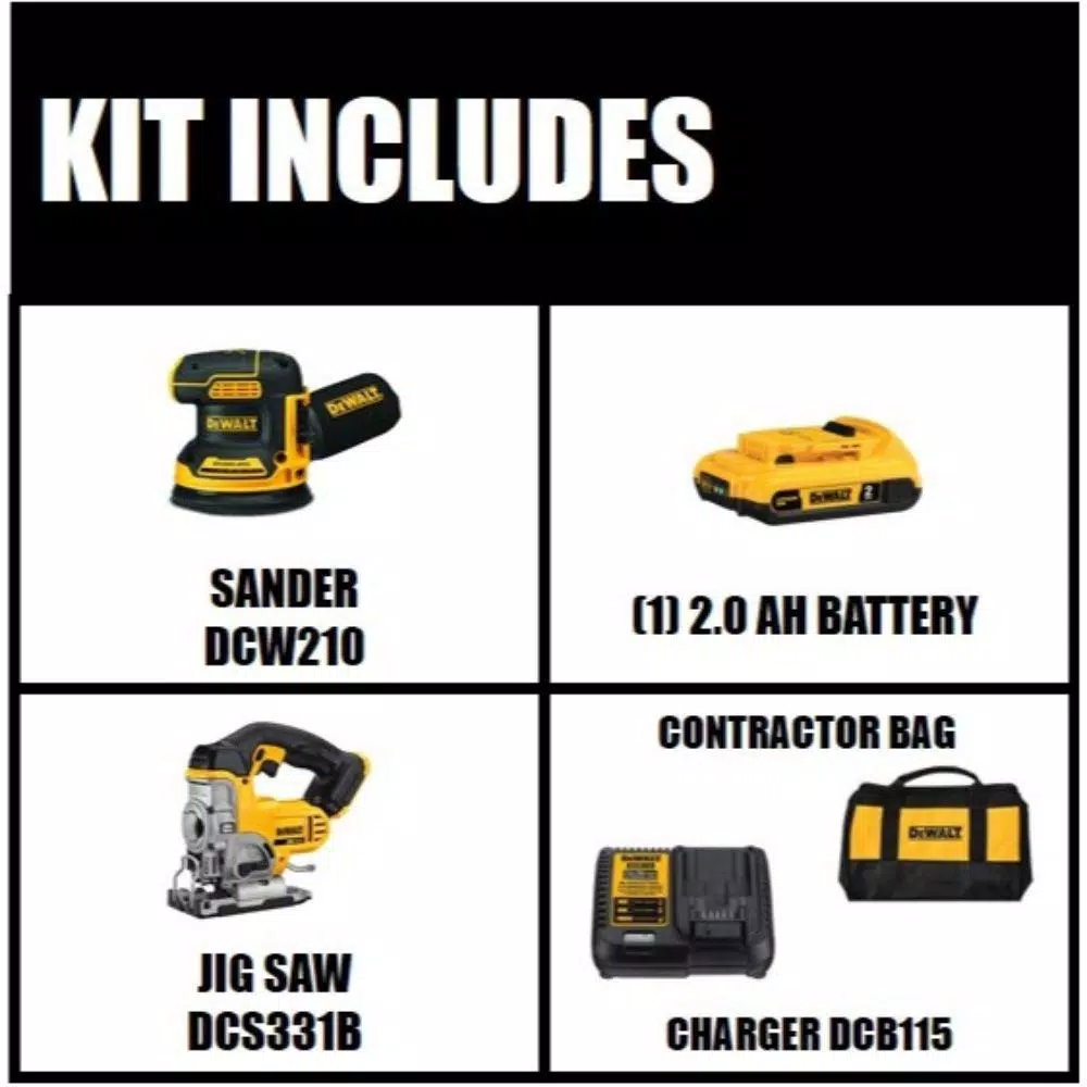 Best reviews of ✨ Power Tool Combo Kits DEWALT 20-Volt MAX XR Cordless Brushless 5 In. Random Orbital Sander With (1) 20-Volt Battery 2.0Ah & Jigsaw 🎉 4 Best reviews of ✨ Power Tool Combo Kits DEWALT 20-Volt MAX XR Cordless Brushless 5 In. Random Orbital Sander With (1) 20-Volt Battery 2.0Ah & Jigsaw 🎉 - Image 2