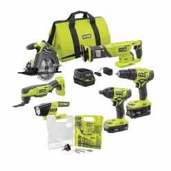 Best Sale ๐ Power Tool Combo Kits RYOBI 18-Volt ONE+ Cordless 6-Tool Combo Kit W/ (2) Batteries, Charger & Bag W/ BONUS Drill & Drive Kit (60-Piece) ๐