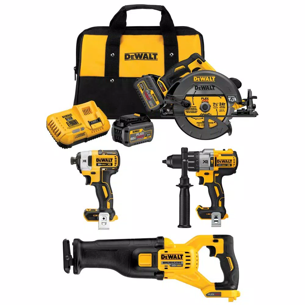 Best Pirce π Power Tool Combo Kits DEWALT FLEXVOLT 60-Volt MAX Cordless Combo Kit (4-Tool) With (2) FLEXVOLT 6.0Ah Batteries β 3 Best Pirce π Power Tool Combo Kits DEWALT FLEXVOLT 60-Volt MAX Cordless Combo Kit (4-Tool) With (2) FLEXVOLT 6.0Ah Batteries β