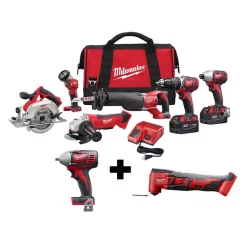 Outlet ✔️ Power Tool Combo Kits Milwaukee M18 18-Volt Lithium-Ion Cordless Combo Tool Kit (6-Tool) W/ 3/8 In. Impact 🔧 Wrench And Oscillating Multi Tool ⭐