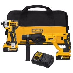 Best Sale 🔥 Power Tool Combo Kits DEWALT 20-Volt MAX XR Cordless Impact Driver/Rotary 🔨 Hammer Combo Kit (2-Tool), (2) 20-Volt 5.0Ah Batteries & Charger 😀