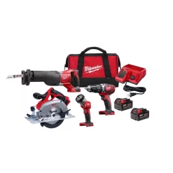 Wholesale π Power Tool Combo Kits Milwaukee M18 18-Volt Lithium-Ion Cordless Combo Tool Kit (4-Tool) With (2) 3.0 Ah Batteries, (1) Charger, (1) Tool Bag π