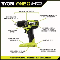 Best reviews of 🎁 Power Tool Combo Kits RYOBI ONE+ HP 18V Brushless Cordless Compact 1/2 In. Drill/Driver, Impact Driver, Impact 🔧 Wrench, (2) Batteries, Charger ⌛ -Specialty-Power-Tools Shop unnamed file 3195
