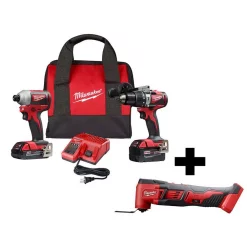 Deals 🥰 Power Tool Combo Kits Milwaukee M18 18-Volt Lithium-Ion Brushless Cordless 🔨 Hammer Drill And Impact Combo Kit W/ M18 Oscillating Multi-Tool ✨