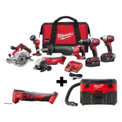 Deals ✔️ Power Tool Combo Kits Milwaukee M18 18-Volt Lithium-Ion Cordless Combo Tool Kit (6-Tool) W/ Wet/Dry Vacuum And Oscillating Multi-Tool 👏