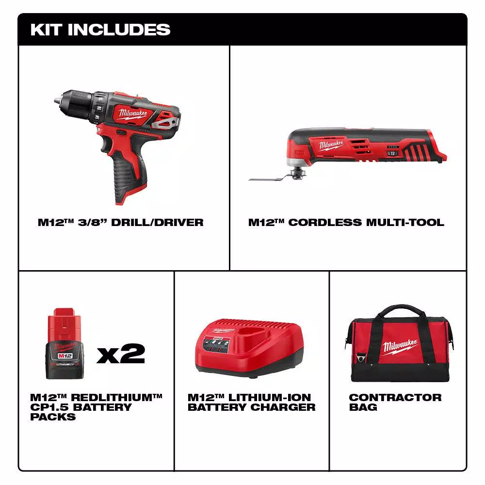 Top 10 ๐ฏ Power Tool Combo Kits Milwaukee M12 12-Volt Lithium-Ion Cordless Drill Driver/Multi-Tool Combo Kit (2-Tool) With (2) 1.5 Ah Battery And Tool Bag โญ 4 Top 10 ๐ฏ Power Tool Combo Kits Milwaukee M12 12-Volt Lithium-Ion Cordless Drill Driver/Multi-Tool Combo Kit (2-Tool) With (2) 1.5 Ah Battery And Tool Bag โญ - Image 2