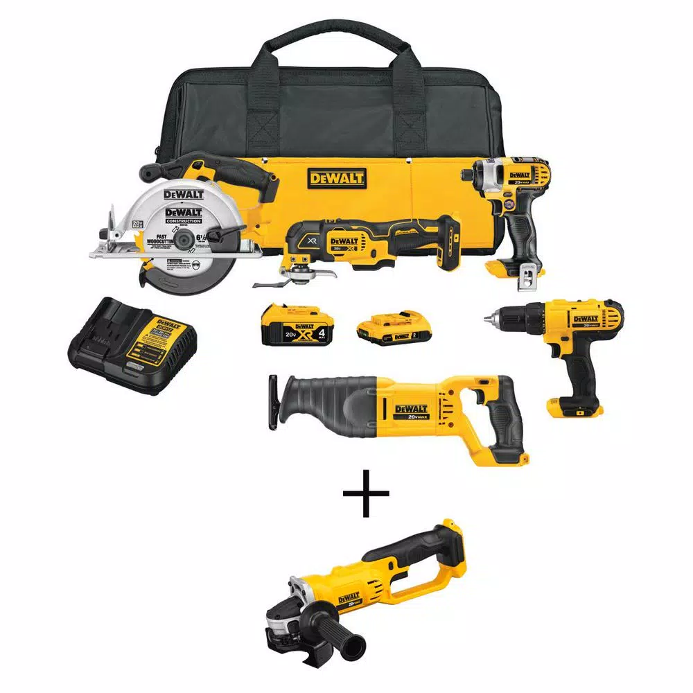 Top 10 ⌛ Power Tool Combo Kits DEWALT 20-Volt MAX Cordless Combo Kit (5-Tool) With (1) 20-Volt 4.0Ah Battery, (1) 20-Volt 2.0Ah Battery & 4-1/2 In. Grinder 🛒 3 Top 10 ⌛ Power Tool Combo Kits DEWALT 20-Volt MAX Cordless Combo Kit (5-Tool) With (1) 20-Volt 4.0Ah Battery, (1) 20-Volt 2.0Ah Battery & 4-1/2 In. Grinder 🛒