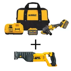 Best Sale ๐ Power Tool Combo Kits DEWALT FLEXVOLT 60-Volt MAX Brushless 4-1/2 In. โ 6 In. Small Angle Grinder, (2) FLEXVOLT 9.0Ah Batteries & Reciprocating Saw ๐ฏ