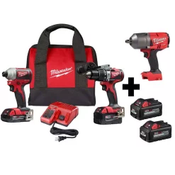 Top 10 🔥 Power Tool Combo Kits Milwaukee M18 18-Volt Lithium-Ion Brushless Cordless 🔨 Hammer Drill/Impact/ 1/2 In. Impact 🔧 Wrench Combo Kit (3-Tool) W/ 4-Batteries 🔥