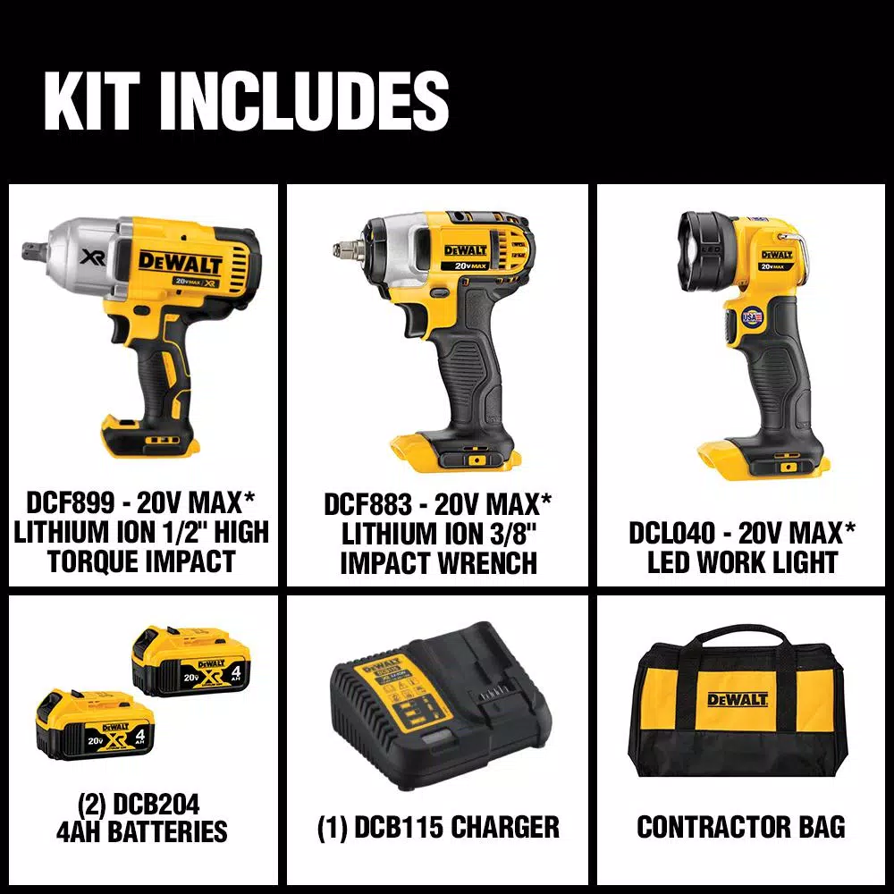 Cheapest ✨ Power Tool Combo Kits DEWALT 20-Volt MAX Cordless Impact 🔧 Wrench, Impact Driver & Light Combo Kit (3-Tool) With (2) 20-Volt 4.0Ah Batteries & Charger ❤️ 4 Cheapest ✨ Power Tool Combo Kits DEWALT 20-Volt MAX Cordless Impact 🔧 Wrench, Impact Driver & Light Combo Kit (3-Tool) With (2) 20-Volt 4.0Ah Batteries & Charger ❤️ - Image 2