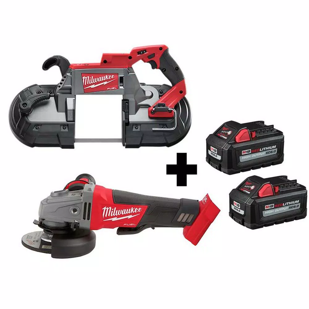 Hot Sale โค๏ธ Power Tool Combo Kits Milwaukee M18 FUEL 18-Volt 4-1/2 In./5 In. Lithium-Ion Brushless Cordless Grinder With Paddle Switch With Bandsaw And Batteries ๐ 3 Hot Sale โค๏ธ Power Tool Combo Kits Milwaukee M18 FUEL 18-Volt 4-1/2 In./5 In. Lithium-Ion Brushless Cordless Grinder With Paddle Switch With Bandsaw And Batteries ๐