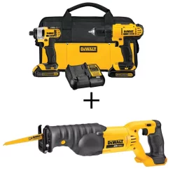 Flash Sale ๐ Power Tool Combo Kits DEWALT 20-Volt MAX Cordless Drill/Impact Combo Kit (2-Tool) With (2) 20-Volt 1.3Ah Batteries, Charger & Reciprocating Saw ๐