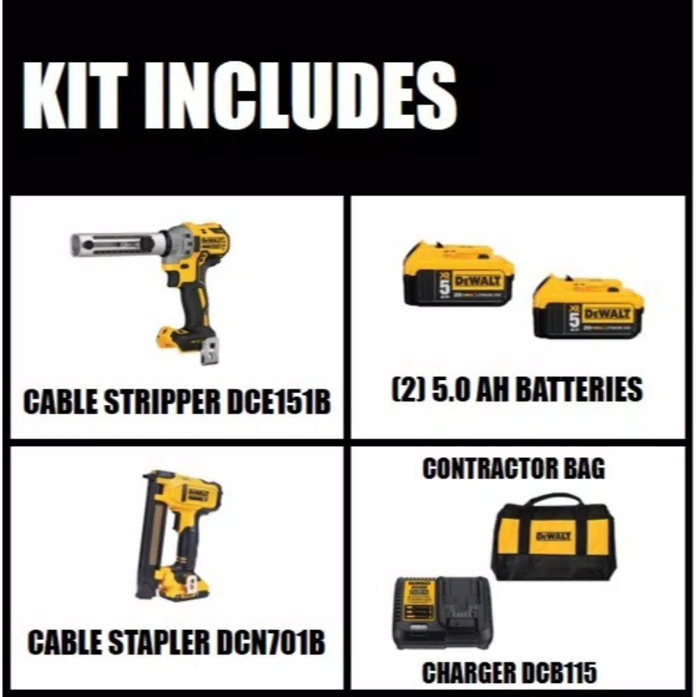 Budget โ๏ธ Specialty Power Tools DEWALT 20-Volt MAX XR Cordless Brushless Cable Stripper With Stapler, (2) 20-Volt 5.0Ah Batteries & (1) 20-Volt 2.0Ah Battery ๐ 4 Budget โ๏ธ Specialty Power Tools DEWALT 20-Volt MAX XR Cordless Brushless Cable Stripper With Stapler, (2) 20-Volt 5.0Ah Batteries & (1) 20-Volt 2.0Ah Battery ๐ - Image 2