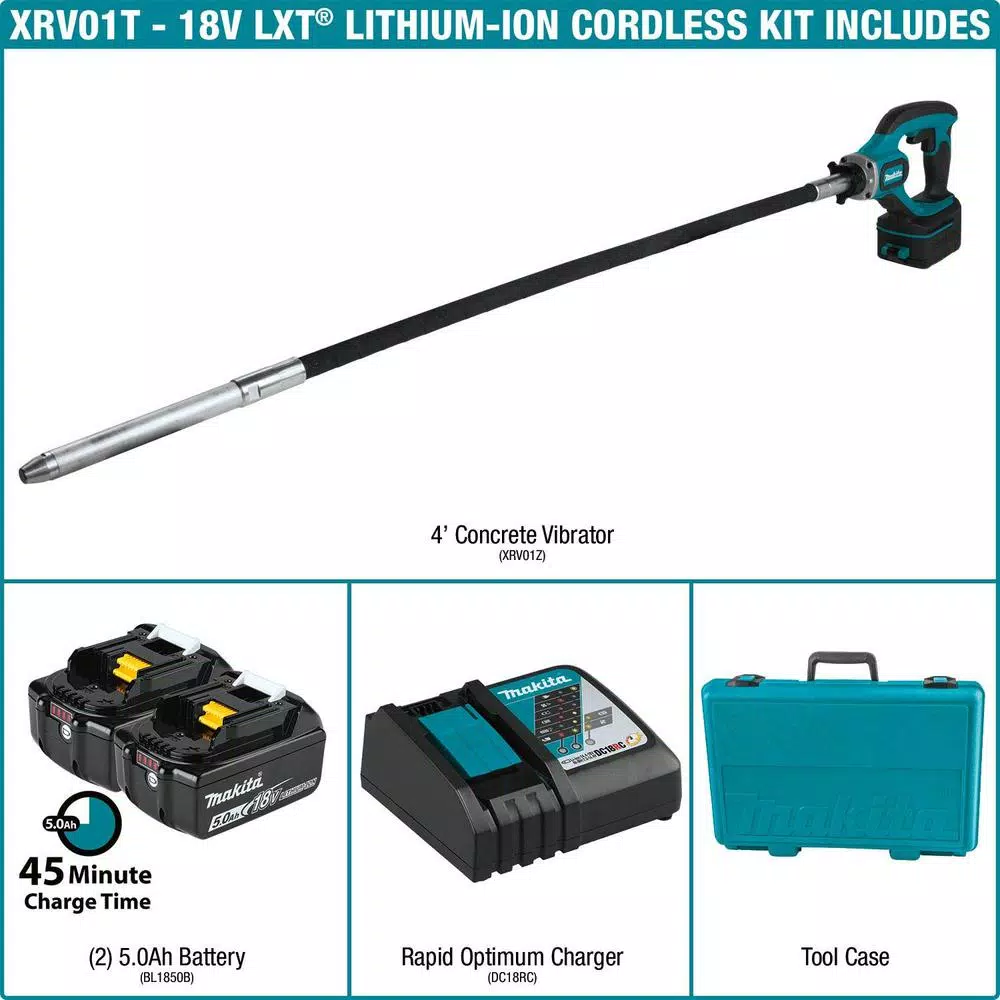 Outlet π₯° Specialty Power Tools Makita 18-Voltt 5.0Ah LXT Lithium-Ion Cordless 4 Ft. Concrete Vibrator Kit β€οΈ 4 Outlet π₯° Specialty Power Tools Makita 18-Voltt 5.0Ah LXT Lithium-Ion Cordless 4 Ft. Concrete Vibrator Kit β€οΈ - Image 2