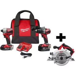 Outlet ✔️ Power Tool Combo Kits Milwaukee M18 18-Volt Lithium-Ion Brushless Cordless 🔨 Hammer Drill And Impact Combo Kit With M18 6-1/2 In. Circular Saw 🎉