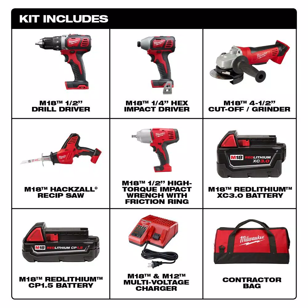 Deals โจ Power Tool Combo Kits Milwaukee M18 18-Volt Lithium-Ion Cordless Combo Tool Kit (5-Tool) With Two Batteries, Charger, Tool Bag ๐ 4 Deals โจ Power Tool Combo Kits Milwaukee M18 18-Volt Lithium-Ion Cordless Combo Tool Kit (5-Tool) With Two Batteries, Charger, Tool Bag ๐ - Image 2