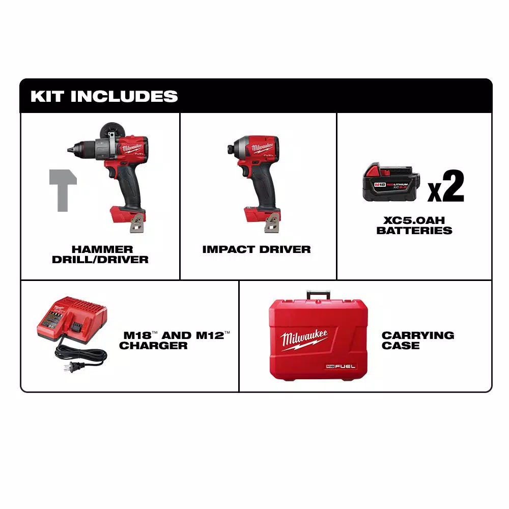 Deals ๐คฉ Power Tool Combo Kits Milwaukee M18 FUEL 18-Volt Lithium-Ion Brushless Cordless ๐จ Hammer Drill And Impact Driver Combo Kit (2-Tool) With Two 5Ah Batteries ๐งจ 4 Deals ๐คฉ Power Tool Combo Kits Milwaukee M18 FUEL 18-Volt Lithium-Ion Brushless Cordless ๐จ Hammer Drill And Impact Driver Combo Kit (2-Tool) With Two 5Ah Batteries ๐งจ - Image 2