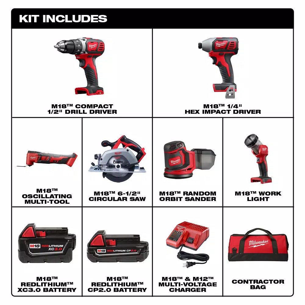 Best reviews of π Power Tool Combo Kits Milwaukee M18 18-Volt Lithium-Ion Cordless Combo Kit (6-Tool) With 2 M18 Batteries, 1 Charger, 1 Tool Bag π 4 Best reviews of π Power Tool Combo Kits Milwaukee M18 18-Volt Lithium-Ion Cordless Combo Kit (6-Tool) With 2 M18 Batteries, 1 Charger, 1 Tool Bag π - Image 2