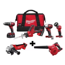 Best Sale ๐ Power Tool Combo Kits Milwaukee M18 18-Volt Lithium-Ion Cordless Combo Tool Kit (4-Tool) With M18 4-1/2 In. Cut-Off/Grinder And Blower ๐